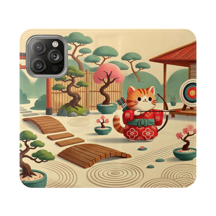🏹🌸 Archer Kitten in the Zen Garden Flip Case – Focus, Whimsy & Zen Balance
