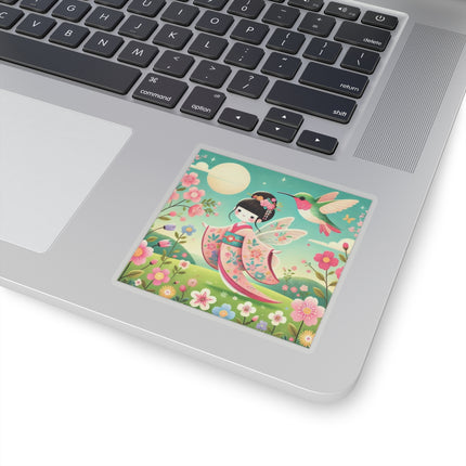 Geisha Fairy and the Hummingbird Blossom Kiss-Cut Stickers (4 Sizes)