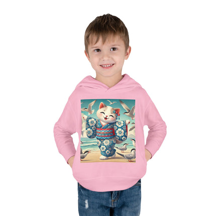 Geisha Kitten by the Seaside Toddler Pullover Fleece Hoodie