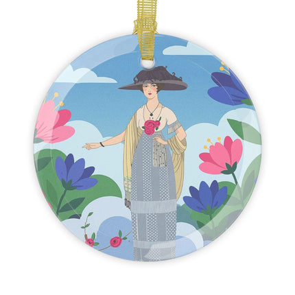 🌸☀️ Garden Of New Beginnings Glass Ornament – Art Deco Floral Elegance