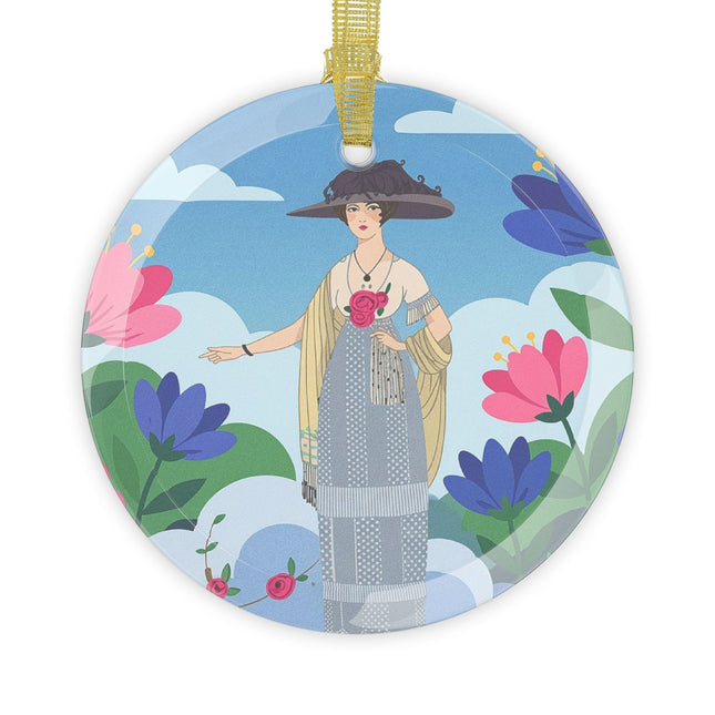 🌸☀️ Garden Of New Beginnings Glass Ornament – Art Deco Floral Elegance