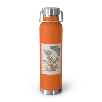 Blue Butterflies and Pomegranate by Maria Sibylla Merian Copper Vacuum Insulated Bottle, 22oz