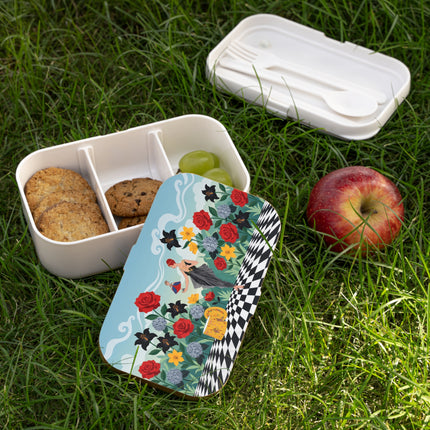 🌹🎭 The Lady Of The Little Dancer Bento Lunch Box – Art Deco Floral Fantasy