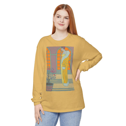 Sur Les Marches Du Jardin by Georges LePape Garment-dyed Long Sleeve T-Shirt