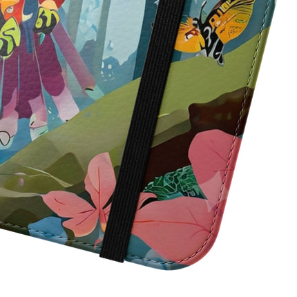 🦖🦋 Colorful Raptor Flip Case – Butterfly Wonder & Forest Adventure