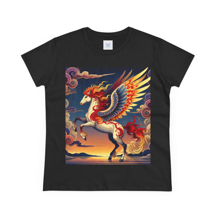 Flame-Winged Horse at Sunset Cotton Tee