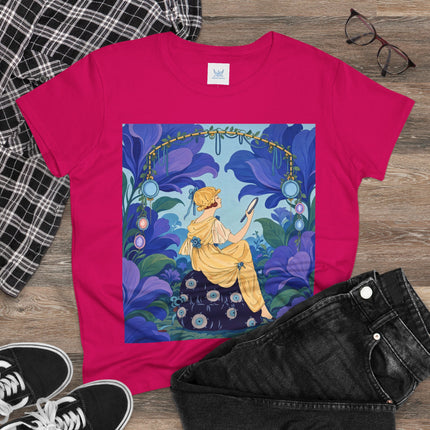 🪞🌺 The Enchanted Garden Mirror Cotton Tee – Art Deco Fashion Whimsy