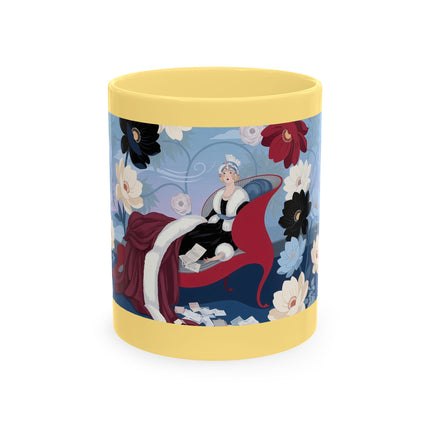 💌🌺 The Lady Of The Scattered Love Letters Ceramic Mug – Art Deco Romantic Elegance