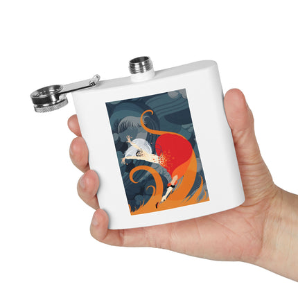 Flame of the Tempest Stainless Steel Flask – Fiery Storm & Dramatic Elegance