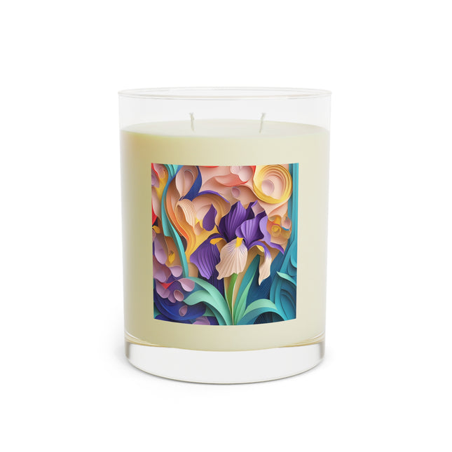 The Elegant Iris Flower Scented Candle - Full Glass, 11oz - The White Tea & Fig, The Lavender & Sage, and The Ocean Mist & Moss