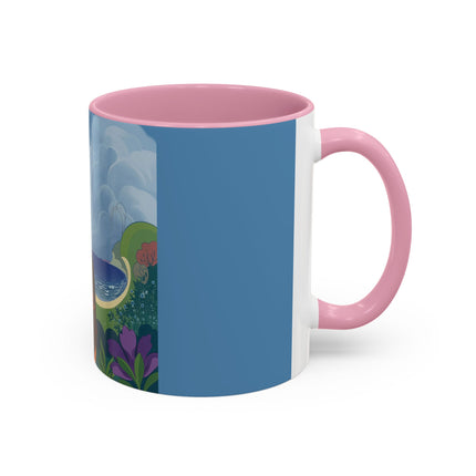 The Lady And The Sea Breeze Colorful Mugs – Art Deco Coastal Serenity