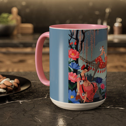 The Ladies Of The Enchanted Hammock Colorful Mugs – Art Deco Whimsical Garden Elegance
