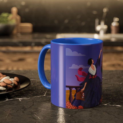 The Dawn Serenade Colorful Mug (11oz, 15oz) – Rooster Beauty, Morning Charm & Art Deco Elegance