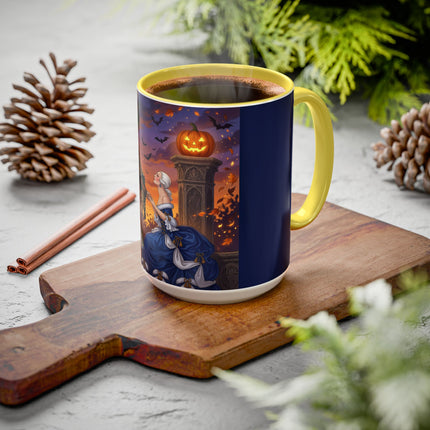 🎃💙 The Pumpkin Lantern Courtship Colorful Mug – Romantic Halloween Elegance