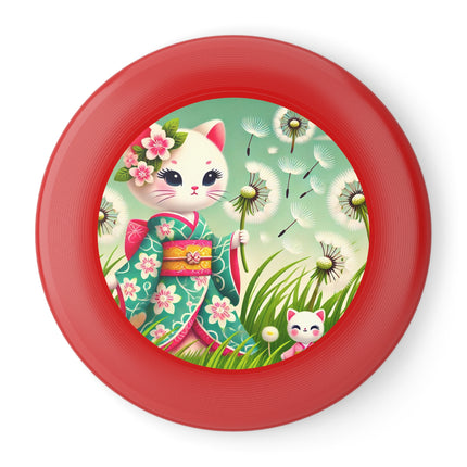 Geisha Kitten and the Dandelion Wish Wham-O Frisbee – Gentle Wishes & Whispering Winds