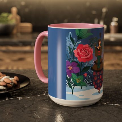 🌹❄️ The Holly Rose Of Winter Colorful Mug – Art Deco Christmas Garden