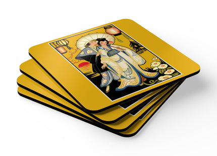 Golden Embrace Corkwood Coaster Set