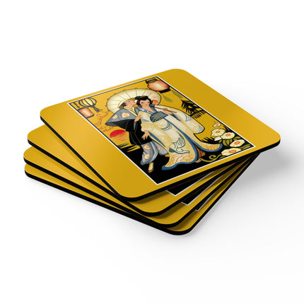 Golden Embrace Corkwood Coaster Set