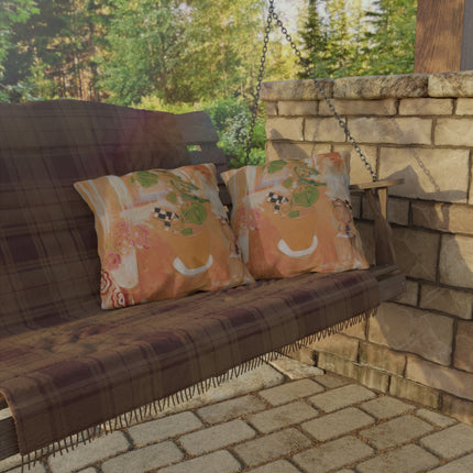 Still Life with Bronze Head by Oskar Moll Outdoor Pillows