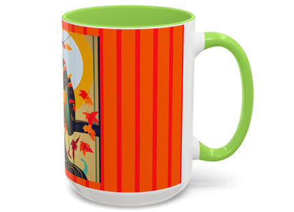 Black Cat in Kimono Colorful Mugs, 11oz