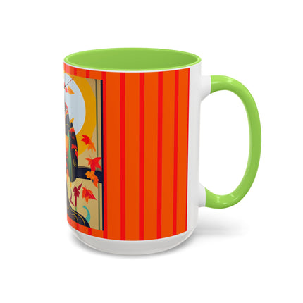 Black Cat in Kimono Colorful Mugs, 11oz