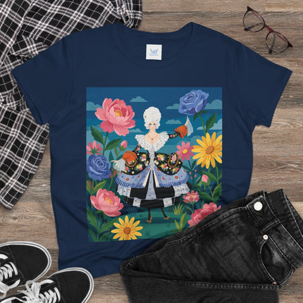 🌸👑 The Duchess Of The Enchanted Garden Cotton Tee – Art Deco Floral Elegance