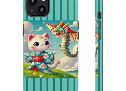 Geisha Kitten and the Dragon Kite Phone Cases