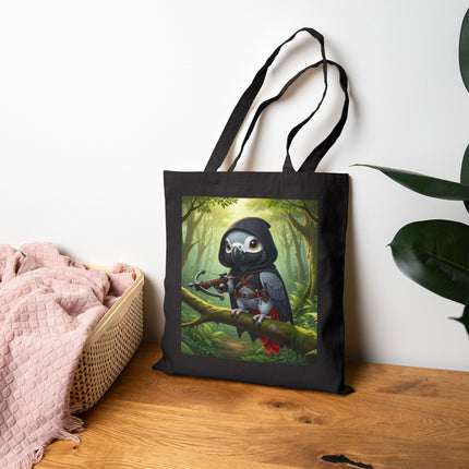The African Grey Sentinel Cotton Canvas Tote Bag – Quiet Strength & Woodland Adventure