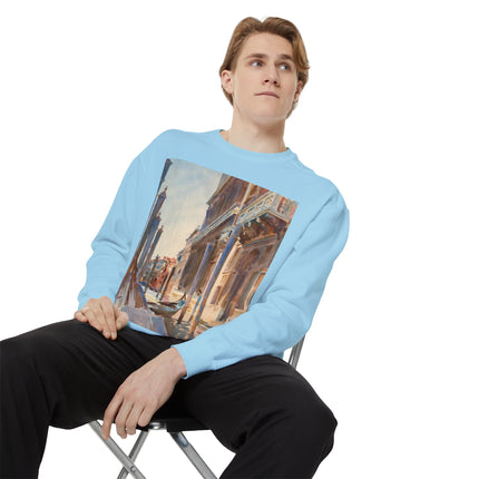 Gondola Moorings on the Grand Canal by John Singer Sargent Unisex Garment-Dyed Sweatshirt