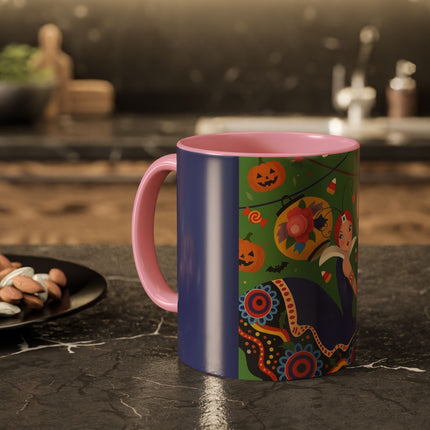 🏮🎃 The Lady Of Halloween Lanterns Colorful Mug – Colorful Art Deco Halloween Charm