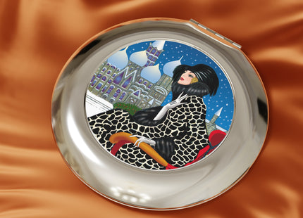 Elegant Winter Woman in Sleigh Compact Travel Mirror