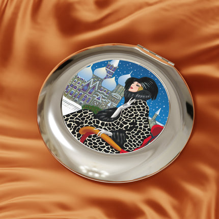 Elegant Winter Woman in Sleigh Compact Travel Mirror