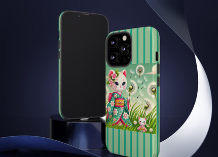 Geisha Kitten and the Dandelion Phone Cases