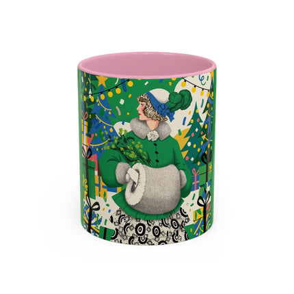 🍀🎄 The Emerald Holly Christmas Colorful Mug – Art Deco Holiday Elegance
