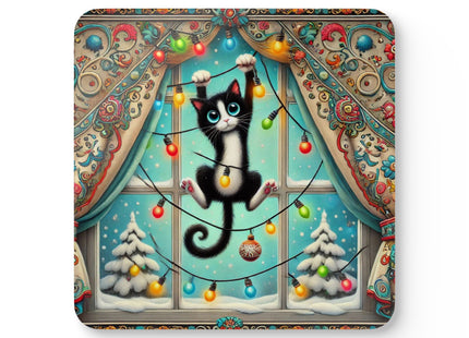 Mischief in Tinselland Corkwood Coaster Set
