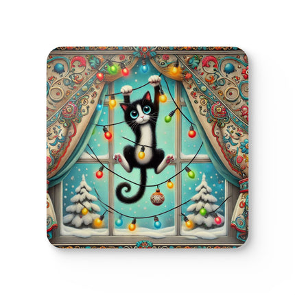 Mischief in Tinselland Corkwood Coaster Set