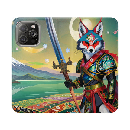 🐕⚔️ Cyberpunk Samurai Dog Flip Case – Futuristic Honor & Kitsune Spirit
