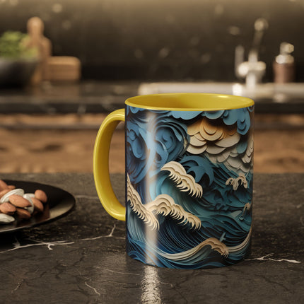 Dramatic Ocean with Crashing Waves Colorful Mugs (11oz, 15oz)