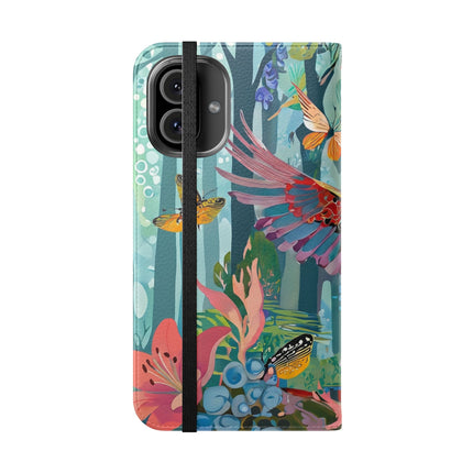 🦖🦋 Colorful Raptor Flip Case – Butterfly Wonder & Forest Adventure