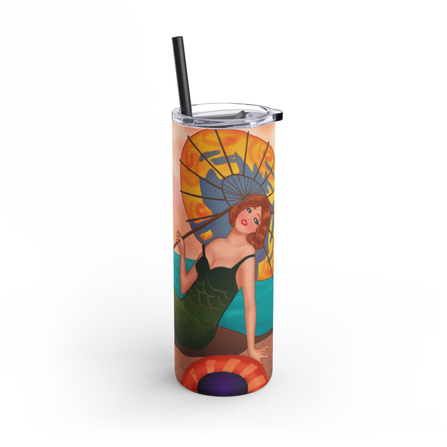 Mermaid with Parasol and Cupid by George Barbier Skinny Matte Tumbler, 20oz