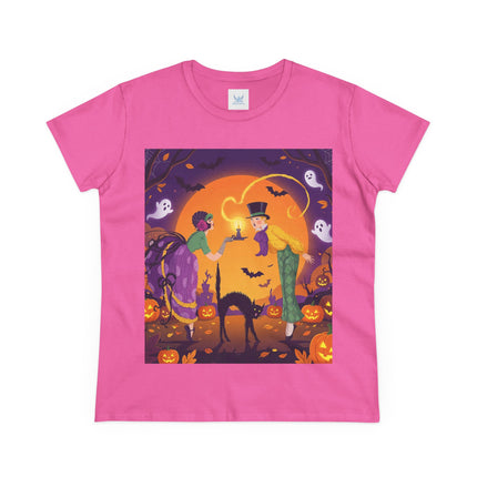 🎃🕯️ The Midnight Halloween Greeting Cotton Tee – Vintage Halloween Charm