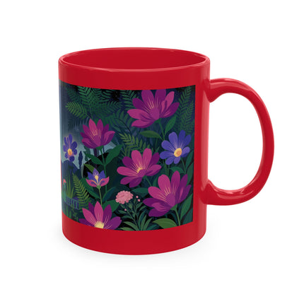 🌙🌺 The Lady Of The Midnight Flower Garden Ceramic Mug – Art Deco Floral Elegance