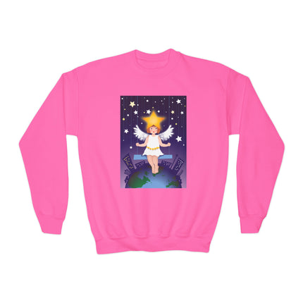 Celestial Magic Youth Crewneck Sweatshirt – Dreamy Night Sky & Angelic Wonder