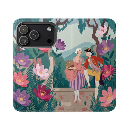 🌺🎭 The Garden Courtship Flip Case – Art Deco Floral Romance