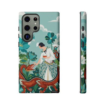 🐉🌿 The Dragon Keeper Phone Case – Art Deco Floral Fantasy