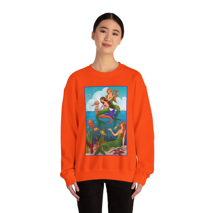 Three Mermaids with Strings of Pearls by Carlo Chiostri Heavy Blend™ Crewneck Sweatshirt