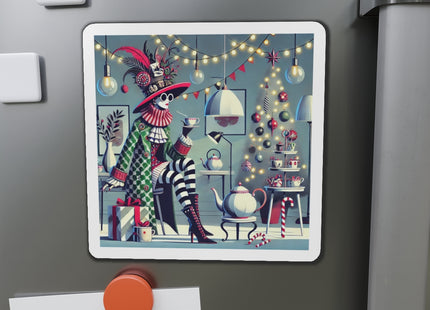 Whimsical Christmas Tea Party Die-Cut Magnets (5 Sizes)