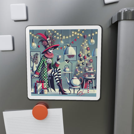 Whimsical Christmas Tea Party Die-Cut Magnets (5 Sizes)