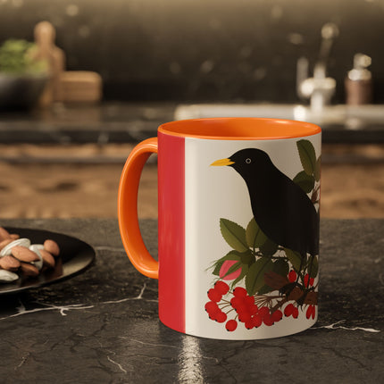 Blackbird & Rose Colorful Mugs – Timeless Elegance & Nature's Harmony