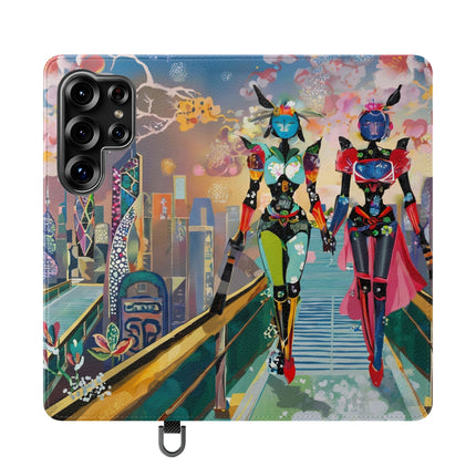 🤖🌆 Cyber Punk Robot Models Flip Case – Futuristic Fashion & Neon Elegance